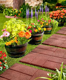 4 Pack 13" Whisky Barrel Planters Garden Flower Planter Outdoor Yard Porch Decor Garden Plants