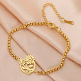 Sunflower Charm Bracelet for Women Stainless Steel Box Chain Bracelets Jewelry Sunflower