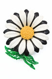 Lovely Vintage Black White Yellow Sunflower Enamel Textured Pin Brooch Sunflower