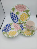 Tabletops Unlimited Hydrangea Garden 4 Piece Set Dinner & Side Plate, Bowl, Mug Hydrangea