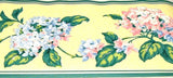 Blue Pink Hydrangea Flower YELLOW  Wallpaper Border 554104 Green Trim NEW Hydrangea