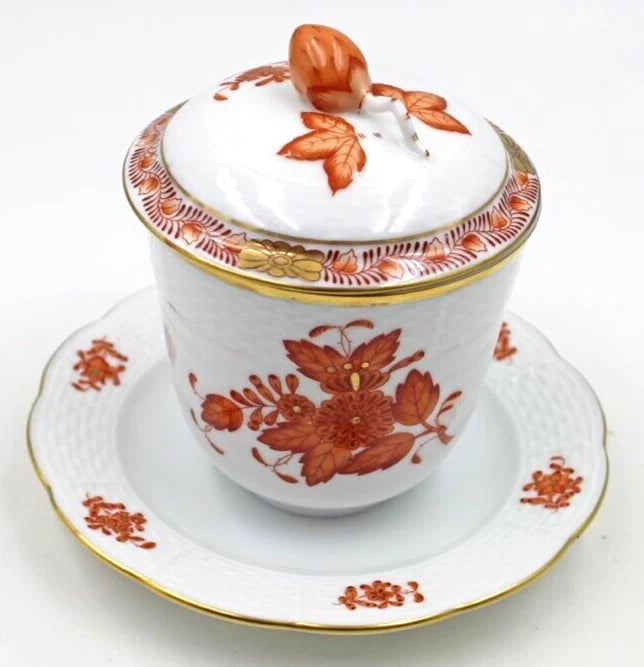 Herend Chinese Bouquet Rust Jam Jelly & Lid or Pot de Creme (s) 372 Bouquet