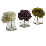 Nearly Natural 1313-s3 Hydrangea With Vase White/purple/green Set of 3 Hydrangea