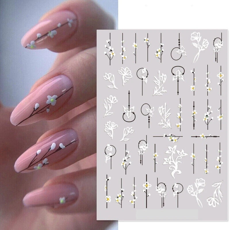 Nail Art Stickers Transfers Decals Spring Summer Flowers Floral Daisy Daisies 33 Daisies