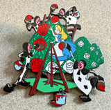 PIN ALICE IN WONDERLAND WITH PLAYING CARDS PAINTING ROSES RED 3" JUMBO FANTASY Roses
