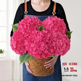 Silk Hydrangea Artificial Flowers, 5Pcs 20Inch Large Lifelike 20 inches Fuchsia Hydrangea