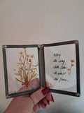Vintage Dried Pressed Flowers in Glass Metal Frame Signed Take Time To Smell Dried Flower