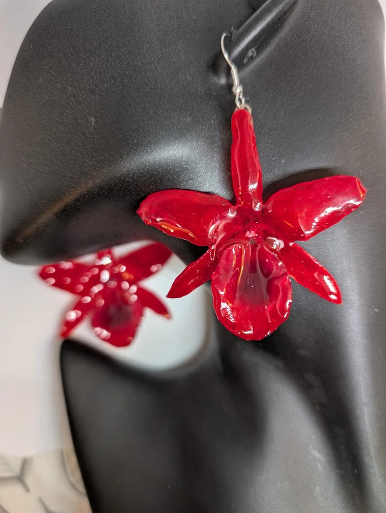 Medium Den. Nobile Red, Real Orchid in Resin Orchids