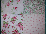 Pink Roses Pre-Cut Quilting Squares 5 x 5 Roses Fabric Squares, Tiny Pink Roses Roses