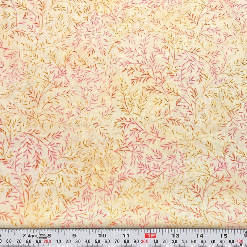 Simpatico by Maywood Yellow Cotton Fabric by the HALF YARD 18" x 43" Flowering Plants