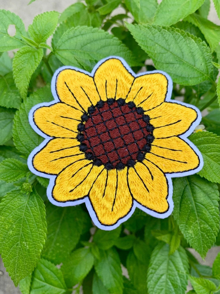 Embroidered Iron On Patch AppliquŽ -  Yellow Sunflower Flower Sunflower