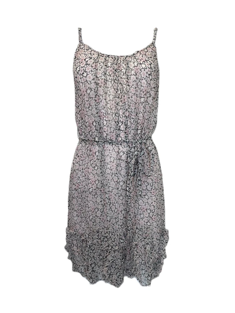 Women’s floral tie-waist sundress with spaghetti straps and cinched waist