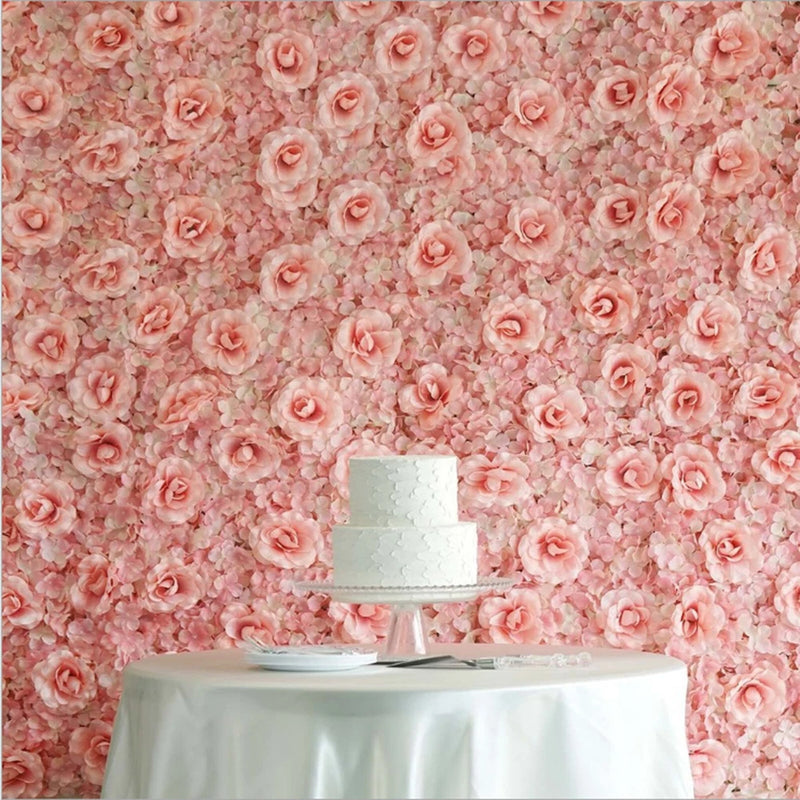 12PCS Artificial Rose Hydrangea Flower Wall Panels Wedding Backdrop 60 x 40cm Hydrangea
