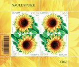 Souvenir sheet of LATVIA 2015 - Sunflower (4 stamps) Sunflower