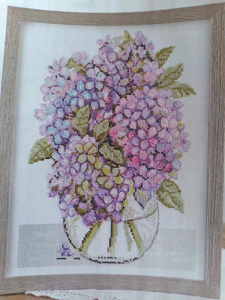 Blue Blooms Hydrangea Flower Magazine Cross Stitch Pattern (Q) Hydrangea