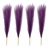 4 Pcs 17 Inch Faux Pampas Grass Artificial Boho Decor Dark Purple Pampas Grass