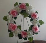Handcrafted floral spring, summer home decor front door wreath hydrangea/roses Hydrangea