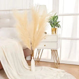 Artificial Pampas Grass Set of 3 43" Tall Ivory Beige Boho Home Decor Vase Fille Pampas Grass