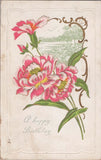 Divided Back Postcard US Embossed Pink Carnation Flowers Birthday Carnation