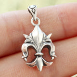 925 Sterling Silver Fleur De Lis Pendant Charm French Lily Flowers For Necklace Lily