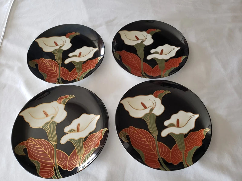 Fitz and Floyd Fine Porcelain "Calla Lily" 7.5" plates set of 4 Lily