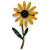 1960s Large Yellow Sunflower Daisy Painted Metal Brooch Pin Sunflower