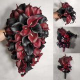 Burgundy Black Calla Lily Bridal Wedding Bouquet Accessories Bouquet
