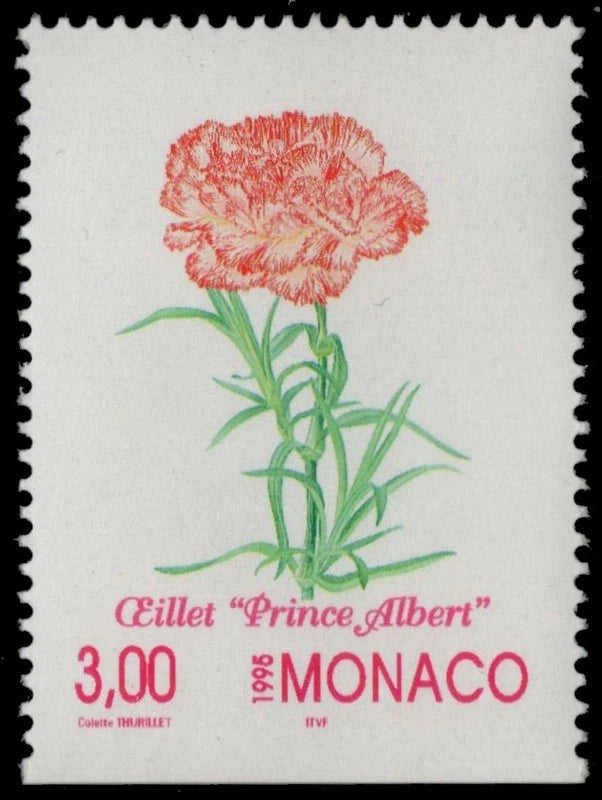 MONACO 1973 - Garden Flowers "Prince Albert Carnation" (pc37256) Carnation