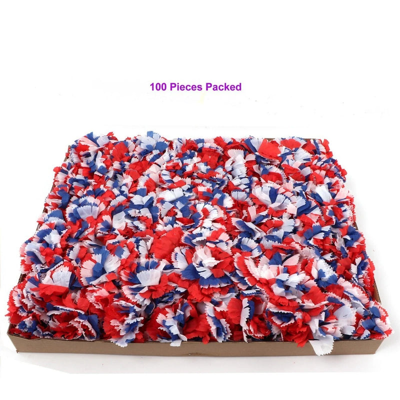 Tri-Color Carnation Picks Realistic Silk Blooms Spring Floral Decor Box of 100 Carnation