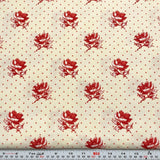 Farmhouse Reds by Minick & Simpson for Moda Cream Cotton Fabric by the HALF YARD Flowering Plants