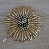 Vintage_Sarah Coventry Large Sunflower Flower Brooch Pin Two Tone Sunflower