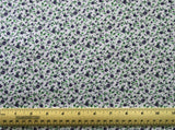 1/4 yard cotton fabric MDG Fabrics Tiny Purple Flowers With Green Vines Leaves Flowering Plants