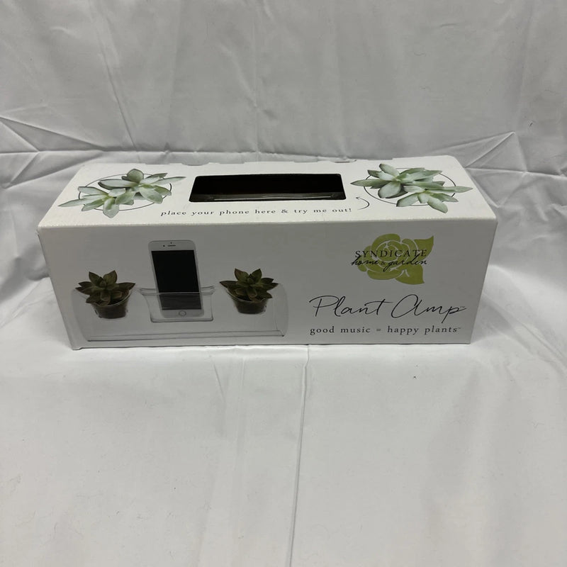 Syndicate Plant Amp glass planter, boxed with small succulent illustrations