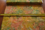 By 1/2 Yd, Gold Orange Green Leaves Tonga Batik, Timeless Treasures/B6228,B782 Flowering Plants