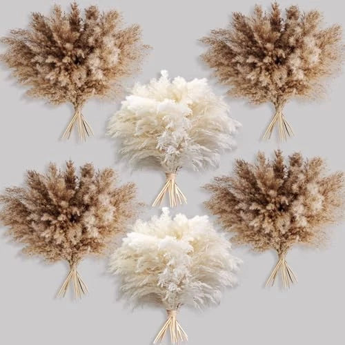 60 PCS Boho Decor, Fluffy Pompas Grass, Natural Dry Pampas Grass Small, 60PCS Pampas Grass