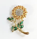 Sunflower Rhinestone Flower Shaped Brooch Pin Sunflower