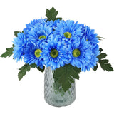 2 Bundles Artificial Gerbera Daisy Flowers 14 Heads Blue Fake Daisy with Stem... Daisies