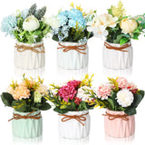 6 Pieces Artificial Hydrangea Flowers with Vase Faux Hydrangea Flowers Plasti... Hydrangea