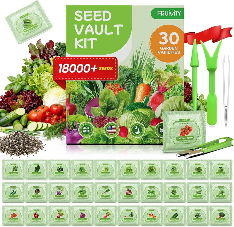 30 Heirloom Seeds Variety Pack 18500+ Non GMO Garden Planting Vegetable Mix Bulk Garden Plants