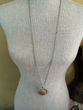 Silver-Tone Filigree Flower Pendant With Red Cabochon Sun Eclipse Star Sunflower Sunflower