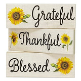 JennyGems Sunflower Decor, Grateful Thankful Blessed Wood Blocks,Farmhouse Decor Sunflower