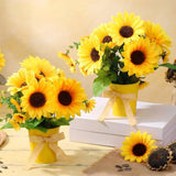 2 Pack Small Artificial Sunflower Plant in Pots Faux Flower Potted Plants Yel... Sunflower