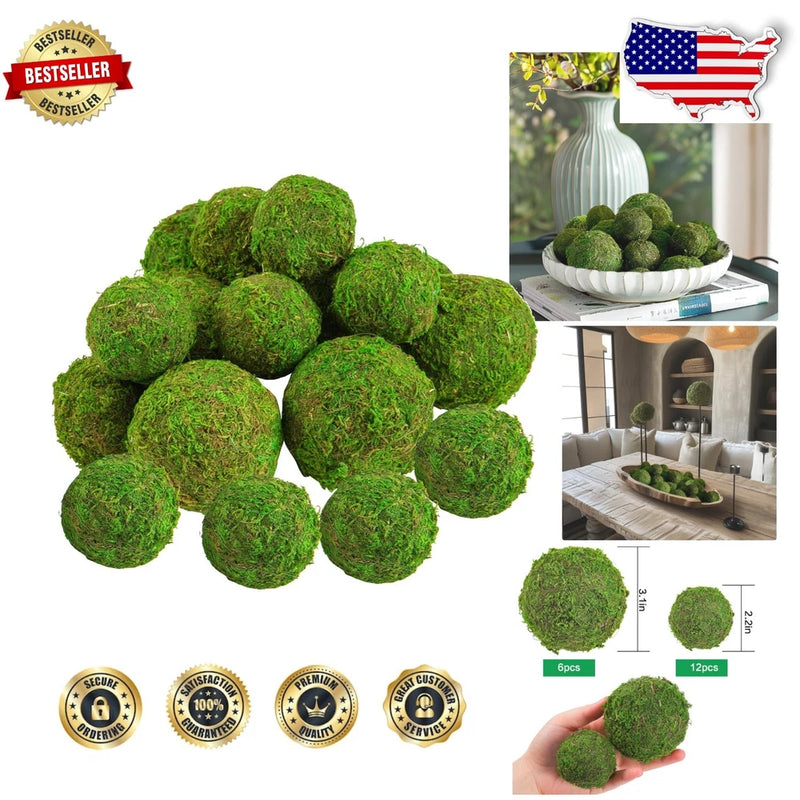 Decorative green artificial moss ball plant globes, assorted sizes set