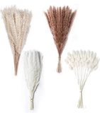 (2) Natural Dried Pampas Grass Decor - 17" Fluffy Pampas Grass Bouquet - 130PCS Pampas Grass