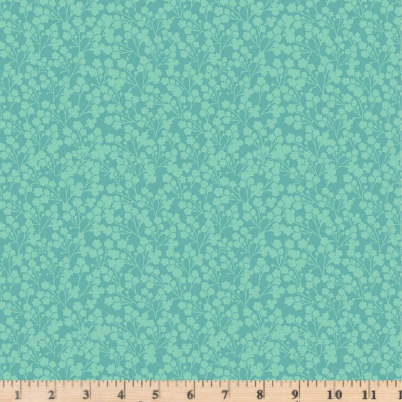 Calico Cowgirls Wildflowers Teal Fabric Poppie Cotton By the Half Yd Cont Cut Flowering Plants