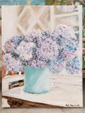Original OOAK Art Painting  Flowers Floral Hydrangea Bouquet Purple Pink 8 X 10" Hydrangea