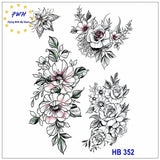 Peony Rose Flower Hand Drawing Sunflower Daisy Body Chest Waist Temporary Tattoo Peony