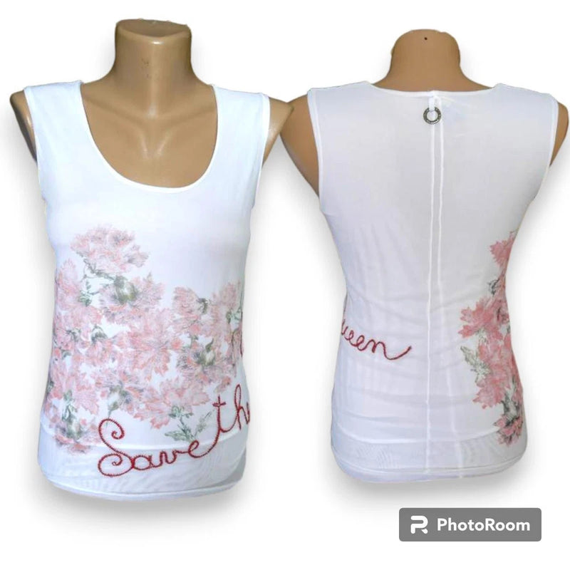Save the Queen top Flower Print carnations sz M Carnation