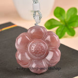 Chinese Jade Hand Carving Pretty Lucky Peony Flower Pendant___ Peony