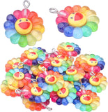 20Pcs Face Sunflower Charms Pendants Resin Rainbow Flower Charms Jewelry Making Sunflower